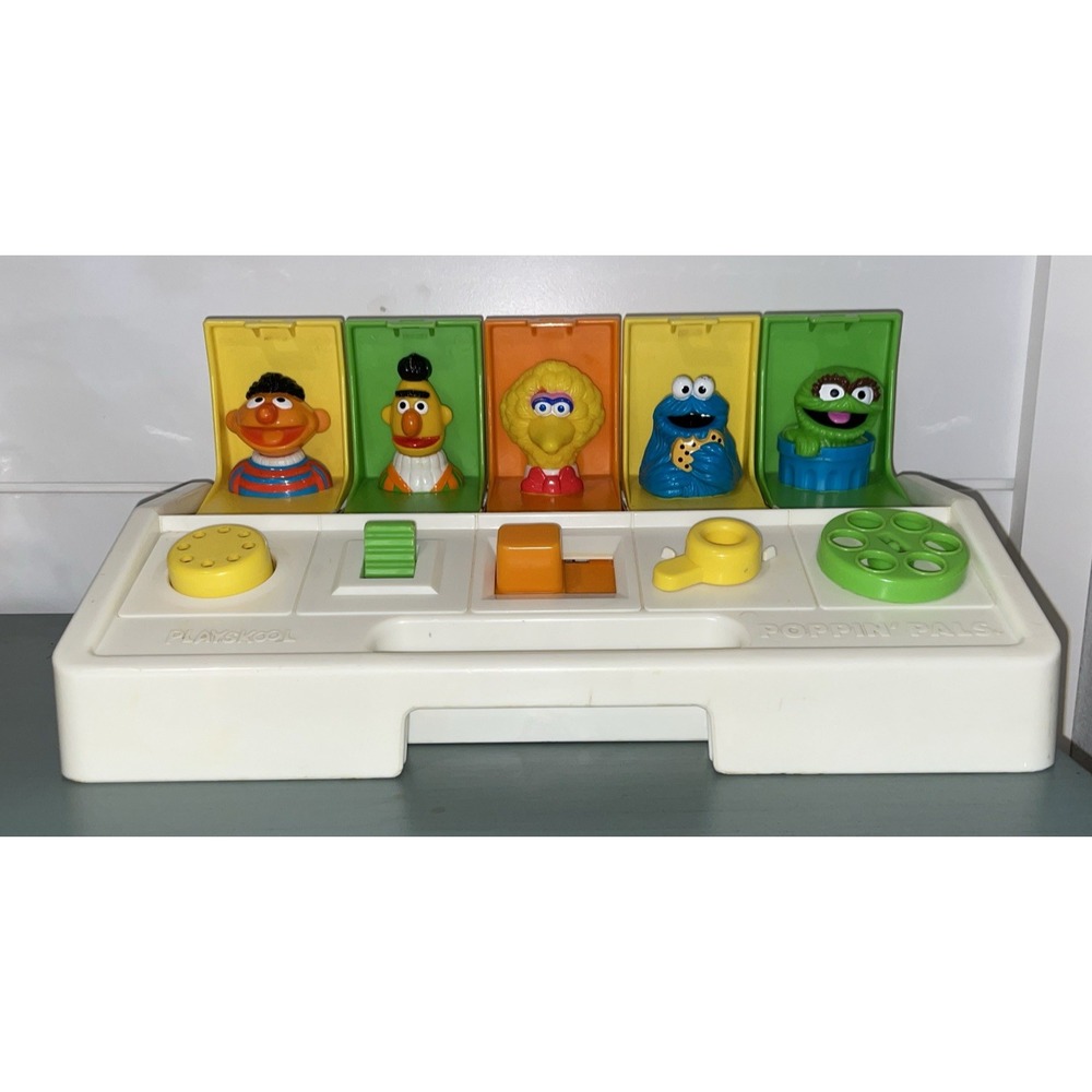 SESAME STREET Vintage Playskool Muppet Busy Poppin' Pals 1980 Pop-Up Toy‎